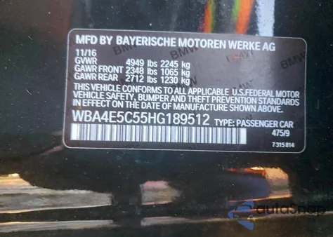 2017 BMW 440Xi Gran Coupe z USA, uszkodzony, nr VIN WBA4E5C55HG189512